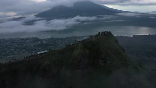 4K Mt Batur Volcano In Bali Indonesia cinematic shot