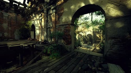 Serene Garden Entrance An Ancient Stone Arch Reveals Tranquil Courtyard