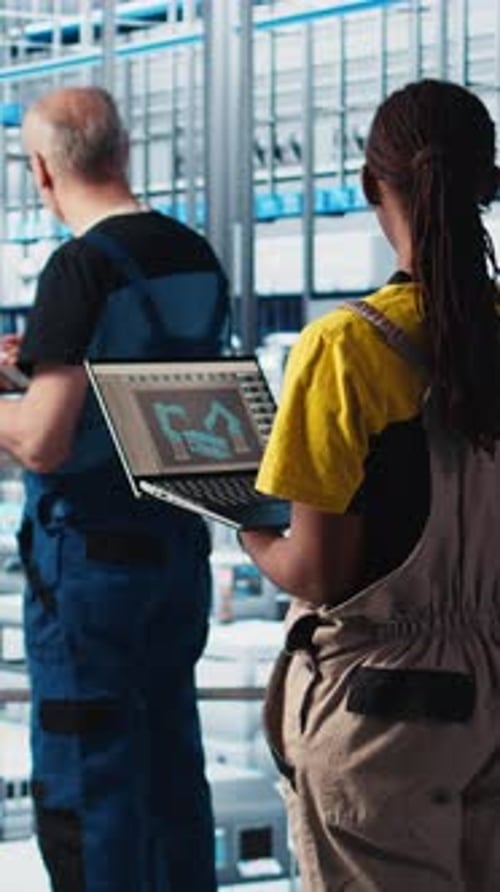 Ingenieros de Vídeo Vertical en la Industria 4.0 Plantas Industriales que Controlan Maquinaria Automatizada