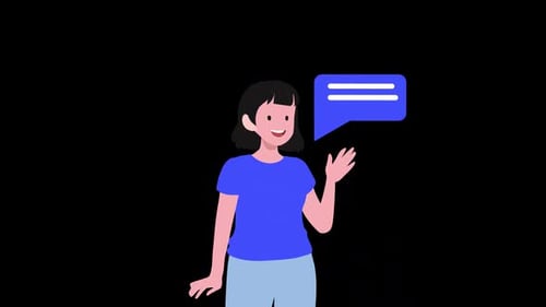 Flat Design Animated Woman Waving and Chatting