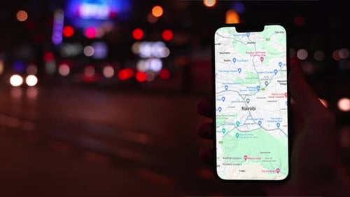 Map Of Nairobi, Kenya On Phone Screen