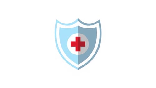 Medical Health Care Shield Icon Flat Design Animation
