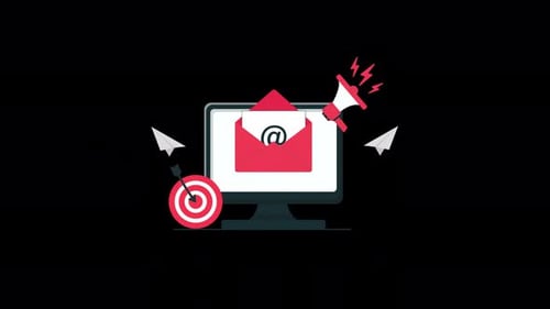Animated Email Marketing Concept with Megaphone and Target