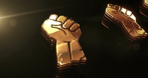 Fight freedom rebelion with fist metal symbol loop concept