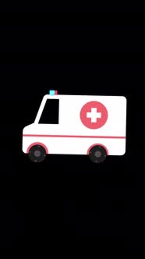 Cartoon Ambulance Car Vertical On Alpha Channel