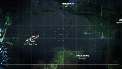 Glitchy Satellite Map Scan with Digital Data Interface