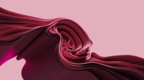 Fluid 3D Curves in Shades of Pink Form a Mesmerizing Abstract Spiral 3D Animation