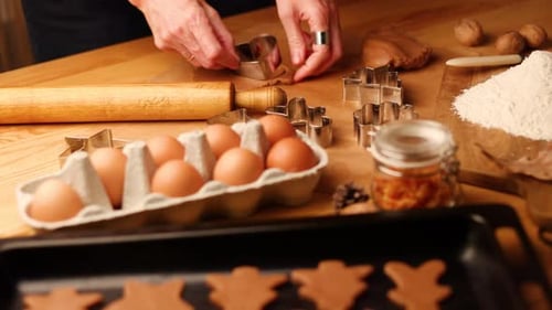 Festive Baking Scene of Christmas Gingerbread Cookies