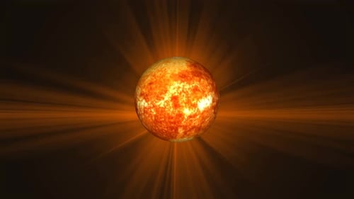 Animated Rotating Fiery Sun or Star with Glowing Rays