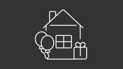 Animated Minimalist Birthday Party Celebration Line Icons