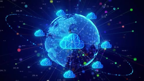 O sinal de rede de computação em nuvem cobre o mundo