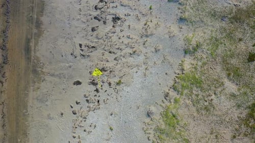 Aerial View of a Kite Flying in the Sky on the Seashore