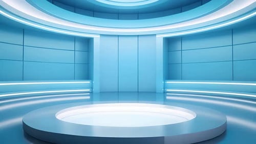 Blue Futuristic Virtual Stage with Illuminating Platform
