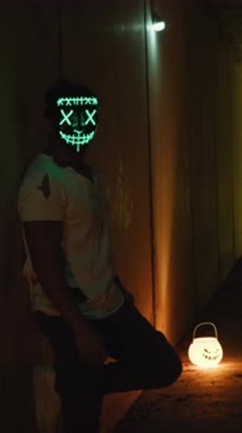 The Neon Monster In The Dark Tunnel Waiting