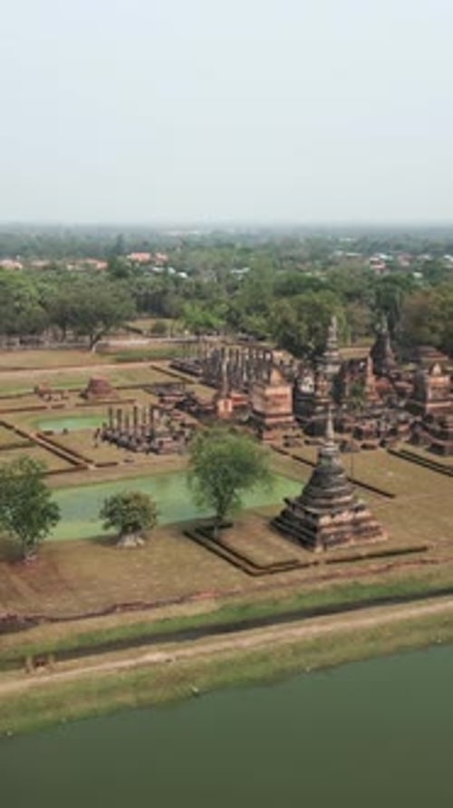 Aerial View of Sukhothai Monument in Thailand