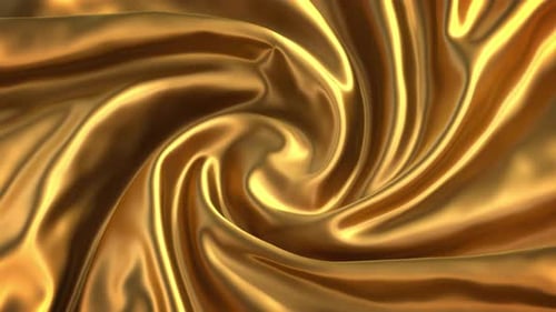 Fluid Golden Silk Fabric Swirl Motion Background