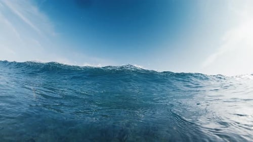 Underwater View of the Ocean Wave Breaking Over the Shore in the Maldives