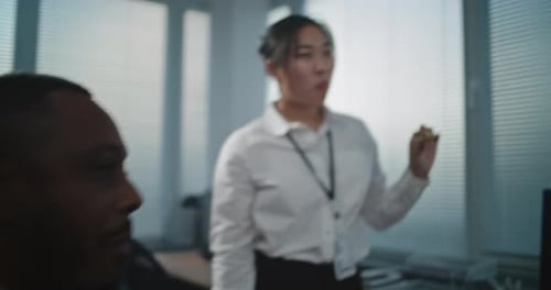 Call Center Office Multiethnic Team of Technical Customer Support Specialists Talk and Eat Pizza