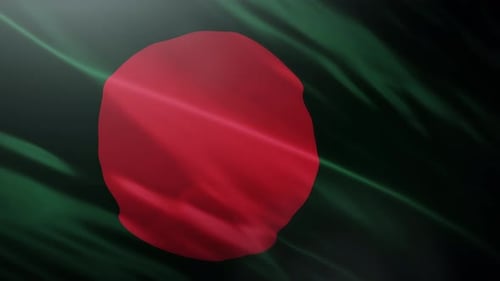 Waving Bangladesh Flag with Light Rays Animation
