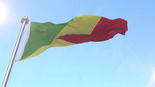 Republic of the Congo National Flag Waving in Realistic 3D Animation