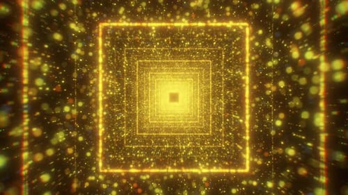 Looping Golden Geometric Squares Tunnel Background