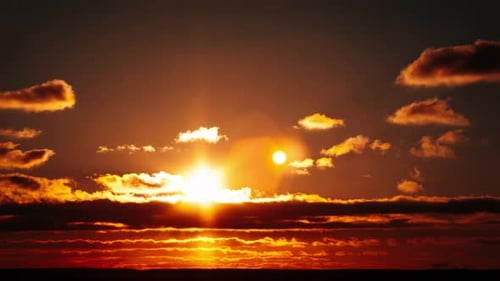 Beautiful Golden Sunset with Clouds Moving