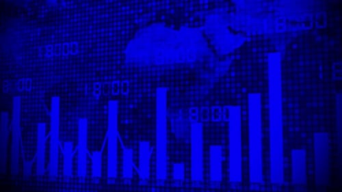 Financial Or Economics Graph With Blue Digital Background_V01
