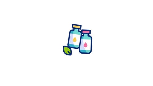 Animated Flat Design Bottles and Leaf Icon