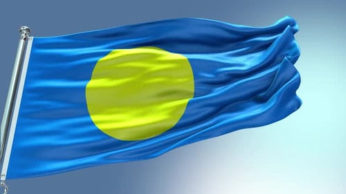 Realistic Palau Flag Waving Loop Animation