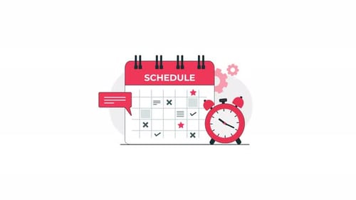 4k Calendar with Clock. Scheduled Appointment Time Concept Animation Video