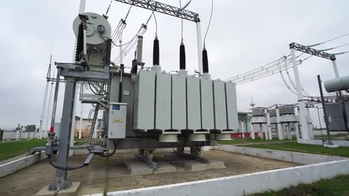 Electric Transmissions View of the Transformers the Process of Energy Conversion and Transportation