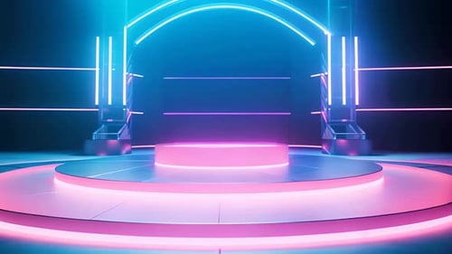 Futuristic Neon Stage Loop for Virtual Events and Presentations