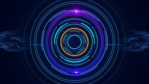 Data Network HUD Circle Interfaces Virtual Reality Quantum Computing Cyber World Scifi Grid