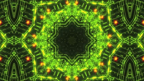 Digital Tech Neon Kaleidoscope Abstract Loop Background