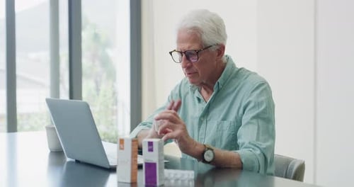 Senior Man Consults Telehealth Online