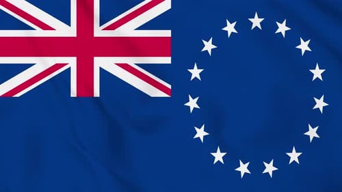 Cook Islands National Flag Realistic Waving Loop Animation