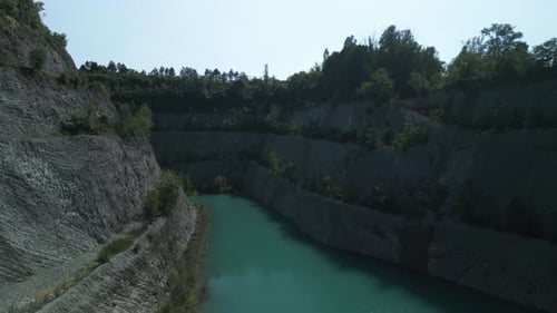 Open Quarry Abandoned Turquoise Water Aerial View