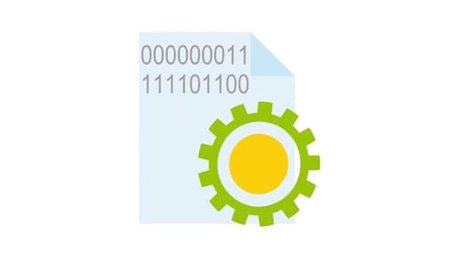 Flat Design Data Processing Animation with Binary Code and Gear