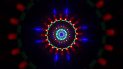 Abstract Neon Light Tunnel Kaleidoscope Animated Loop Background