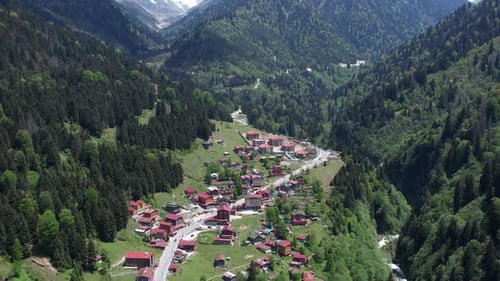 Aerial View Of Ayder Plateau Among Green Tree Covered Hills 2