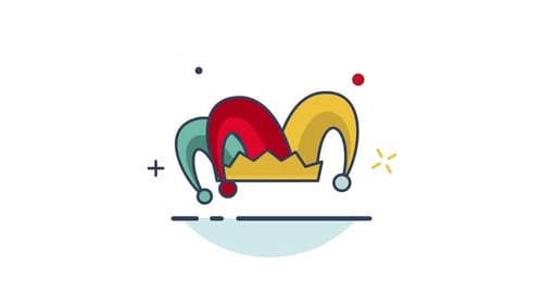 Animated Jester Hat Icon Flat Design