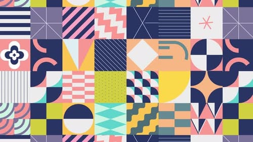 Gleitende minimalistische Pastell-Bewegungsgrafik mit geometrischen Fliesen