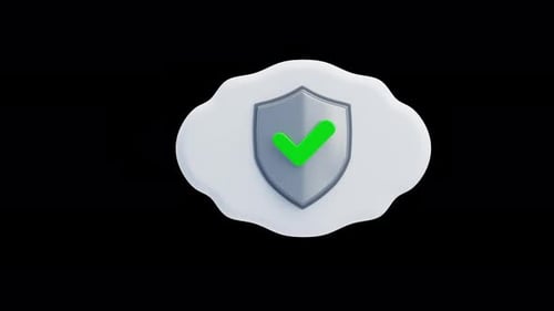 Modern 3D Animated Cloud Security Shield Icon