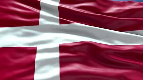 Realistic Waving Denmark Flag Animation Loop