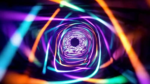 Abstract Colorful Neon Warp Tunnel Loop Animation