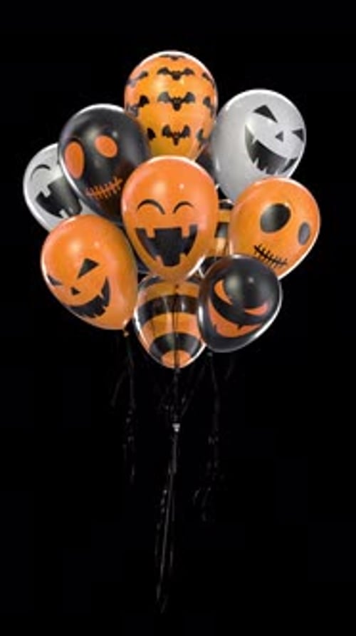 Loop Bunch of Balloons with Halloween Texture with Alpha Channel