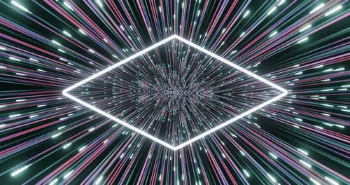 Abstract Neon Rhombus Light Tunnel Loop