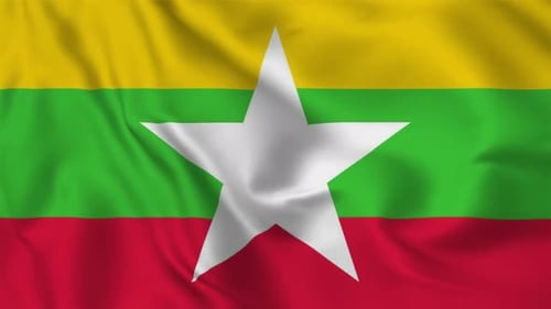 Myanmar Flag Waving Realistic Seamless Loop