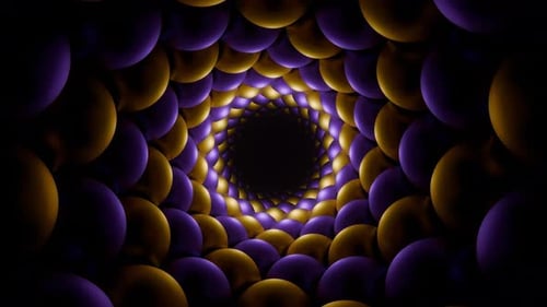 Purple And Gold Spiral Balls Tunnel Background Vj Loop In 4K