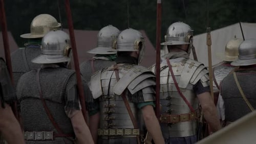 Group of Epic Armies Troop of Historical Gladiators in Uniform Going to War